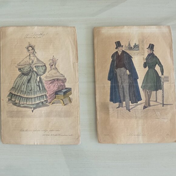 SET OF FOUR ANTIQUE 1834-1835 FASHION PRINTS - Picture 2 of 10